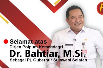 Dirjen Polpum Kemendagri Bahtiar sebagai Pj. Gubernur Sulawesi Selatan