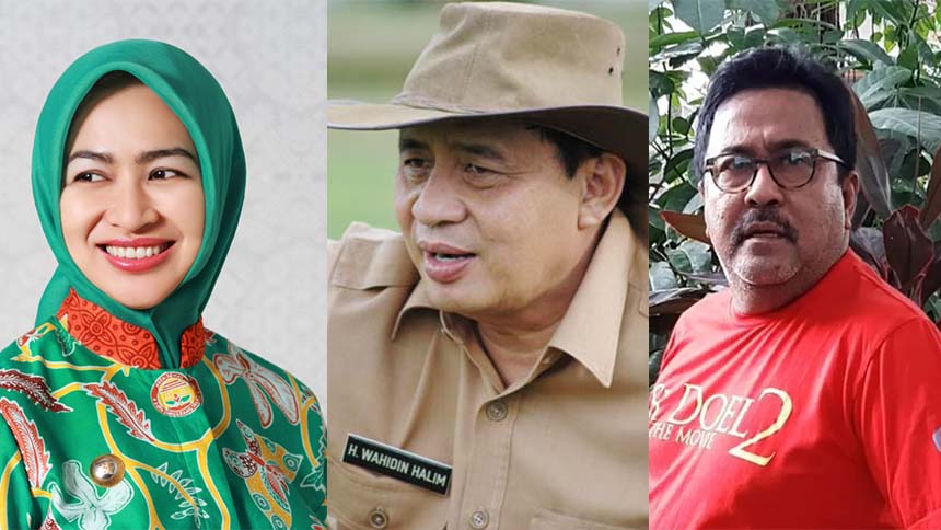 Kolase Calon Gubernur Banten Airin Rachmi Diany, Wahidin Halim, dan Rano Karno