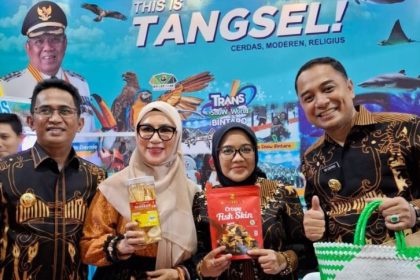 Booth Paviliun dari Pemerintah Kota Tangsel di Rapat Kerja Nasional (Rakernas) ke-XVII Asosiasi Pemerintah Kota Seluruh Indonesia (Apeksi) tahun 2024 yang digelar dari 4-6 Juni 2024, di BSCC Dome, Balikpapan