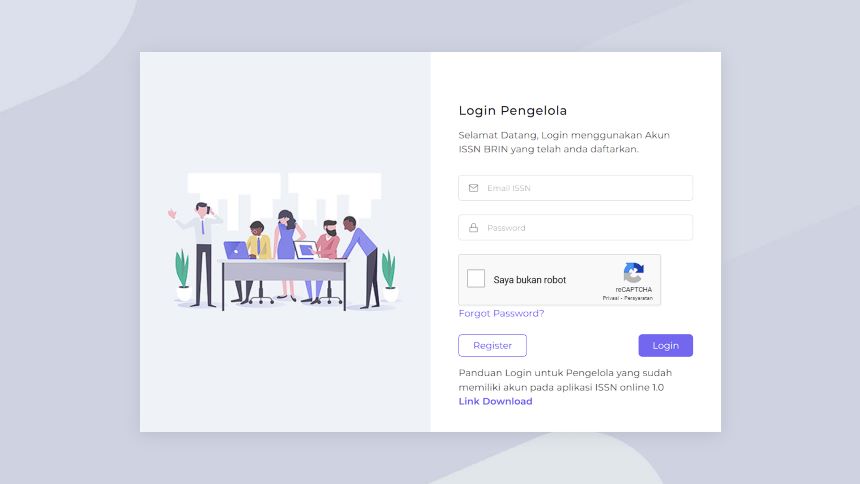 Tampilan Halaman Registrasi Aplikasi ISSN 2.0