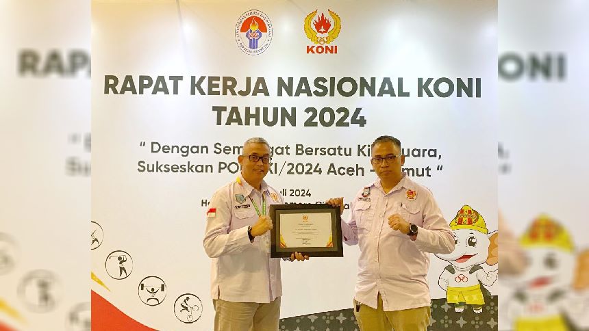 Piagam Penghargaan: KONI Tangsel Mendapatkan Apresiasi atas Implementasi Sistem Data Olahraga dalam Pekan Olahraga Kota (PORKOT) Tangsel 6 -12 November 2023
