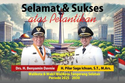 Selamat atas dilantiknya Benyamin Davnie dan Pilar Saga Ichsan sebagai Wali Kota dan Wakil Wali Kota Tangerang Selatan Periode 2025-2030.
