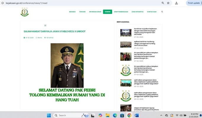 Situs Kejaksaan Agung diretas