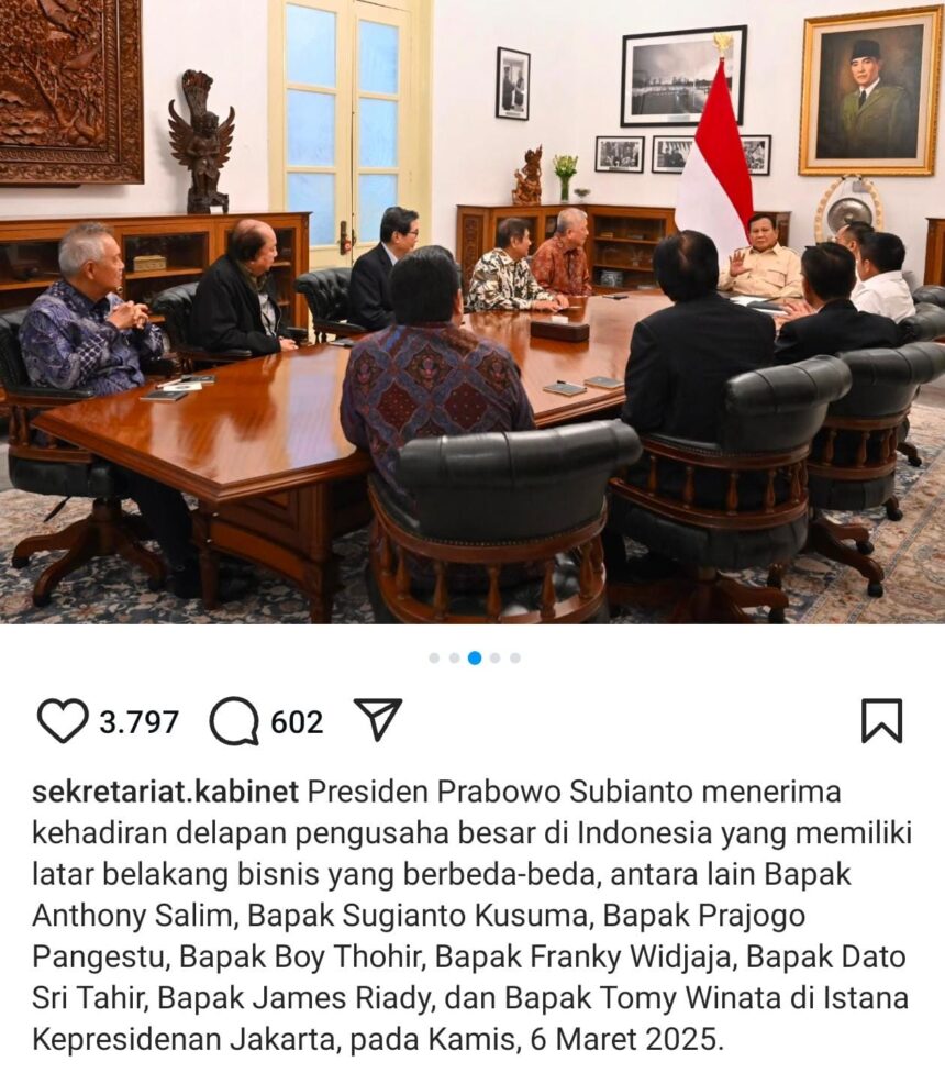 Presiden Prabowo menerima pengusaha besar Indonesia