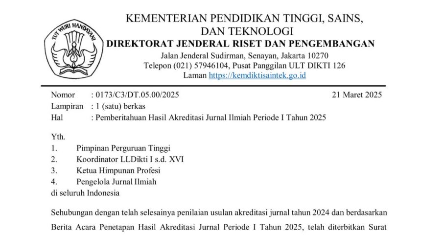 SK Akreditasi Jurnal Ilmiah Periode I Tahun 2025