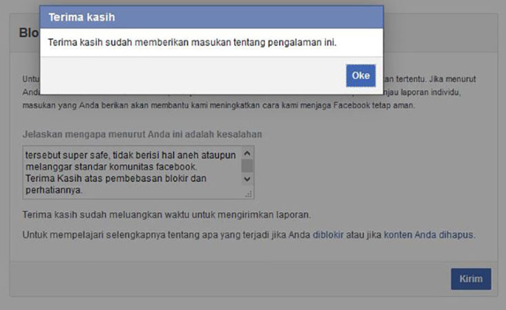 Banding Blokir Facebook Selesai