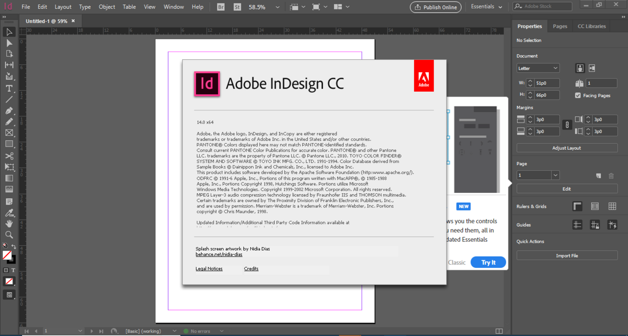 Tampilan Adobe InDesign CC 2019